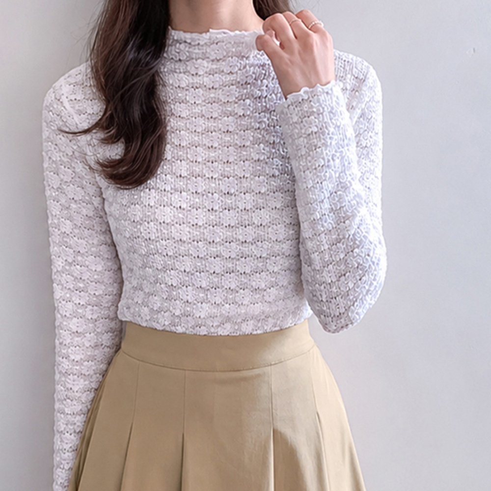 [Stretchable Spandex/Layering Item] Riri Wavy Freel Texture Tee [size:F(55~66)]
