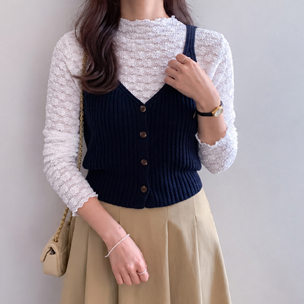 Serena Corrugated V-Neck Bustier [size:F(55~66)]