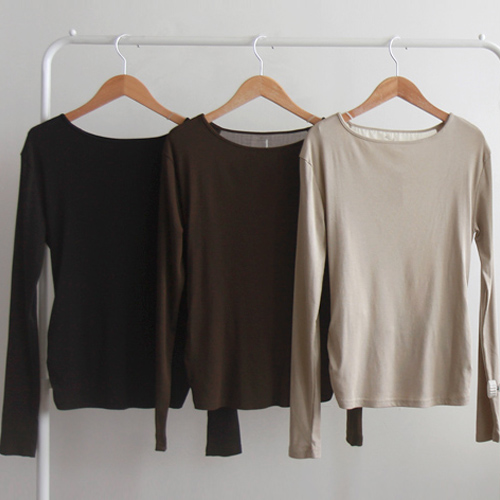 [Special Sale 30% ★ Limited Quantity] Tee Ara Stretchy Spandex Lovely Back Point Delicate Fit Tee [Size: F (55~66)]