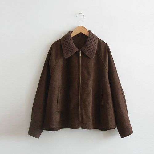 [Special Sale 30% ★ Limited Quantity] McCarthy Cute Knit Collar Suede Jacket [size: F (55~66)]