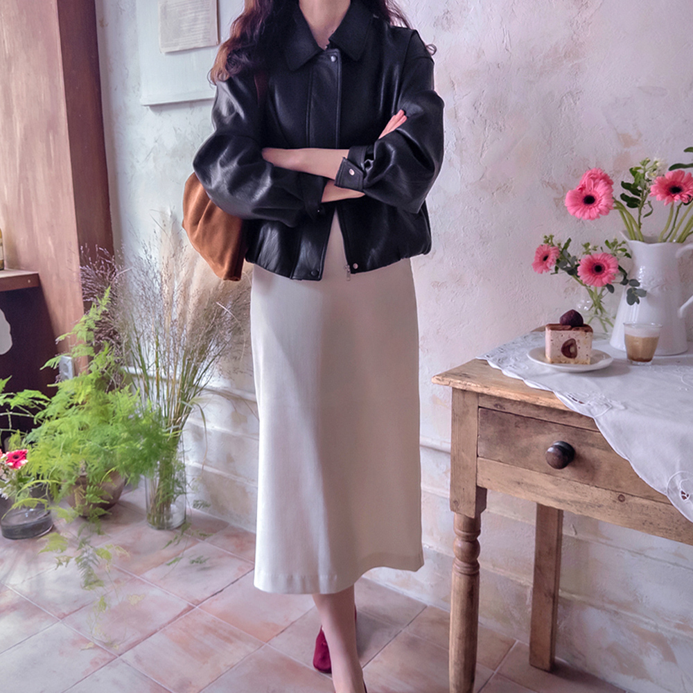 Elder Collar & Pocket High-Quality Brand Yarn Leather Jacket [size:F(55~66)] 