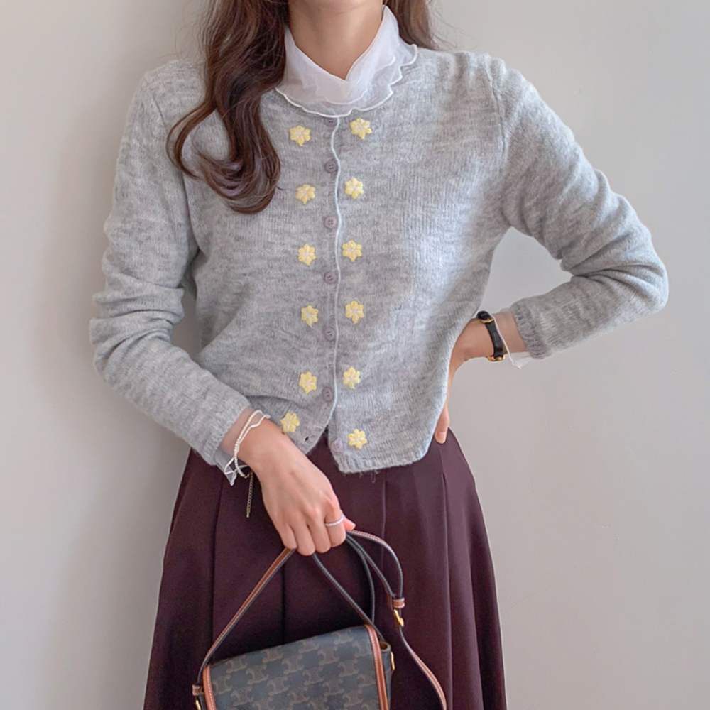Olivia Cozy 3D Flower Button Knit Cardigan [size:F(55~66)]