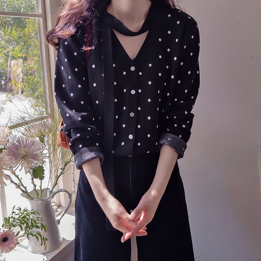 Shushu Dot & Scarf Jacquard Soft Knit [size:F(55~66)]