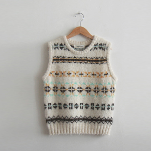 [Special Sale 30% ★ Limited Quantity] Chervin Sophisticated Pattern Cozy Sophistication Knit Vest [size: F (55~66)]