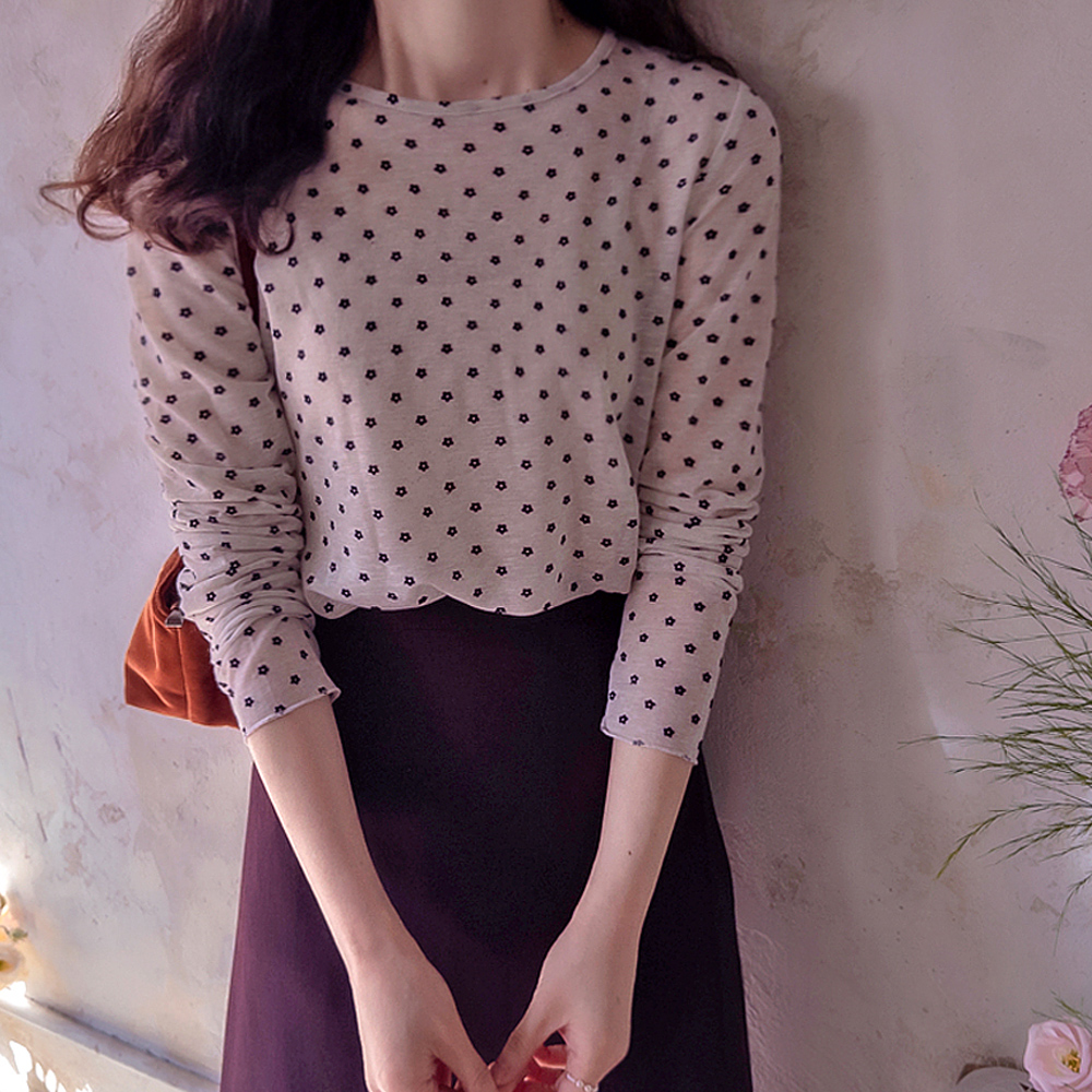 Venetian See-through Velour Floral Delicate Fit Tee [size:F(55~66)]