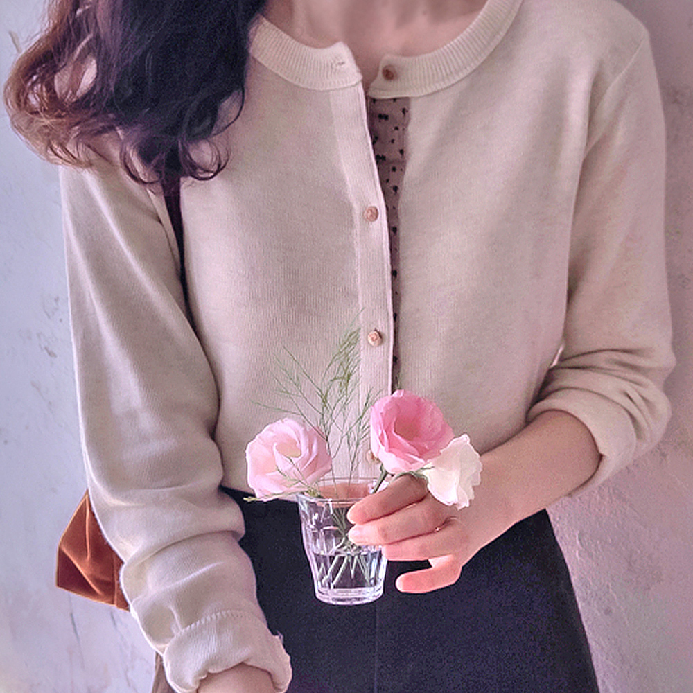 Anheights Floral Color Block Tape Soft Stretch Delicate Fit Cardigan [size:F(55~66)]