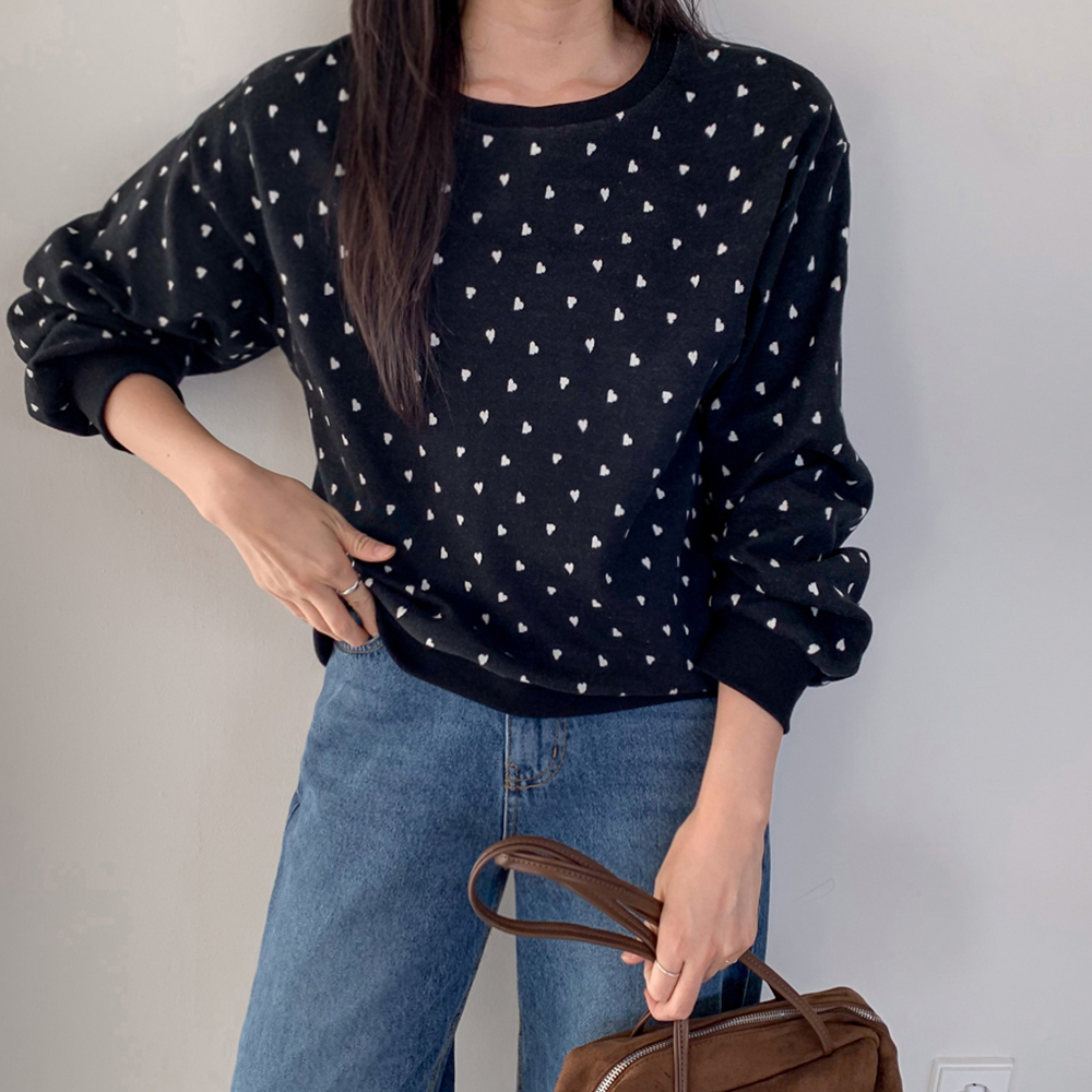 <FONT color=#5a3954>MADE LIN</font> Anyday Cute Heart Print Tee [size:F(55~66)]