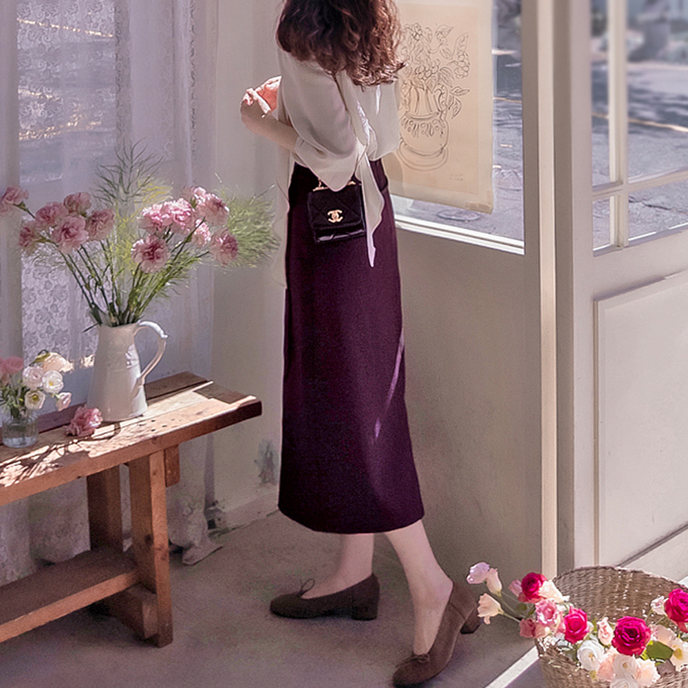 [New Arrival Special 15% Off] <FONT color=#5a3954>MADE LIN</font> Dickerson Detachable Strap Clean Luxe Fit Skirt [size:S,M,L]