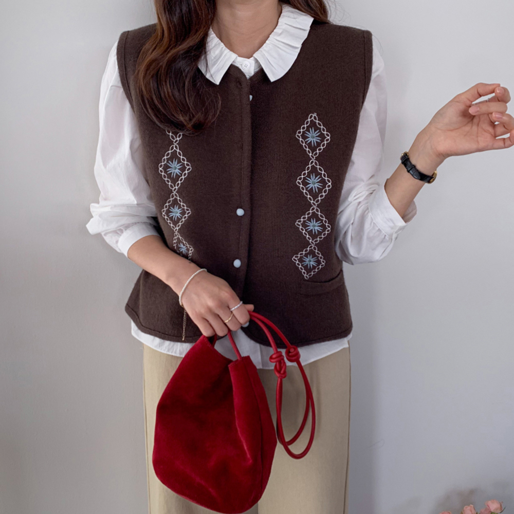 Harmi Jacquard Bean Button Vest[size:F(55~66)]