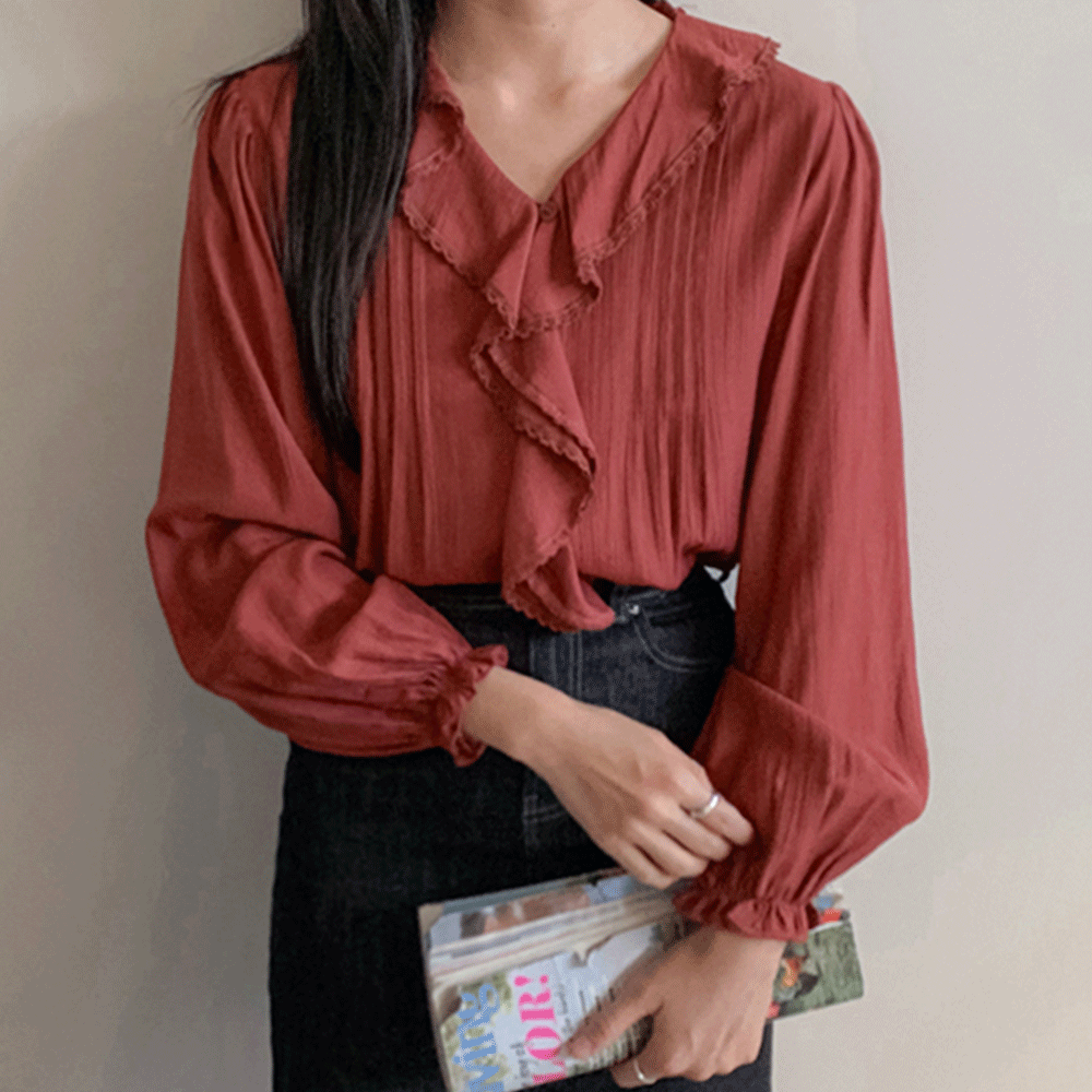 MADE LIN Dalivia Pintuck Lovely Freel Full Blouse [size:F(55~66)]