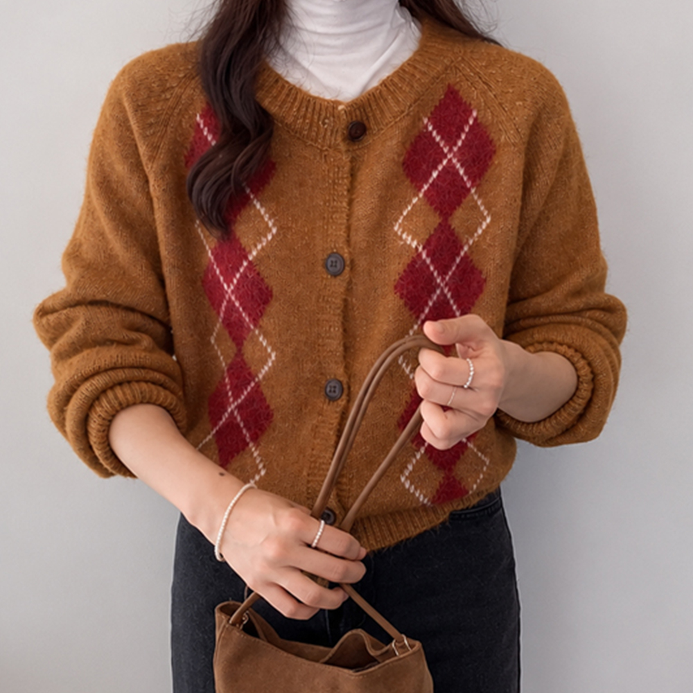 Aiden Bododul Argyle Key Point Cardigan [size:F(55~66)]