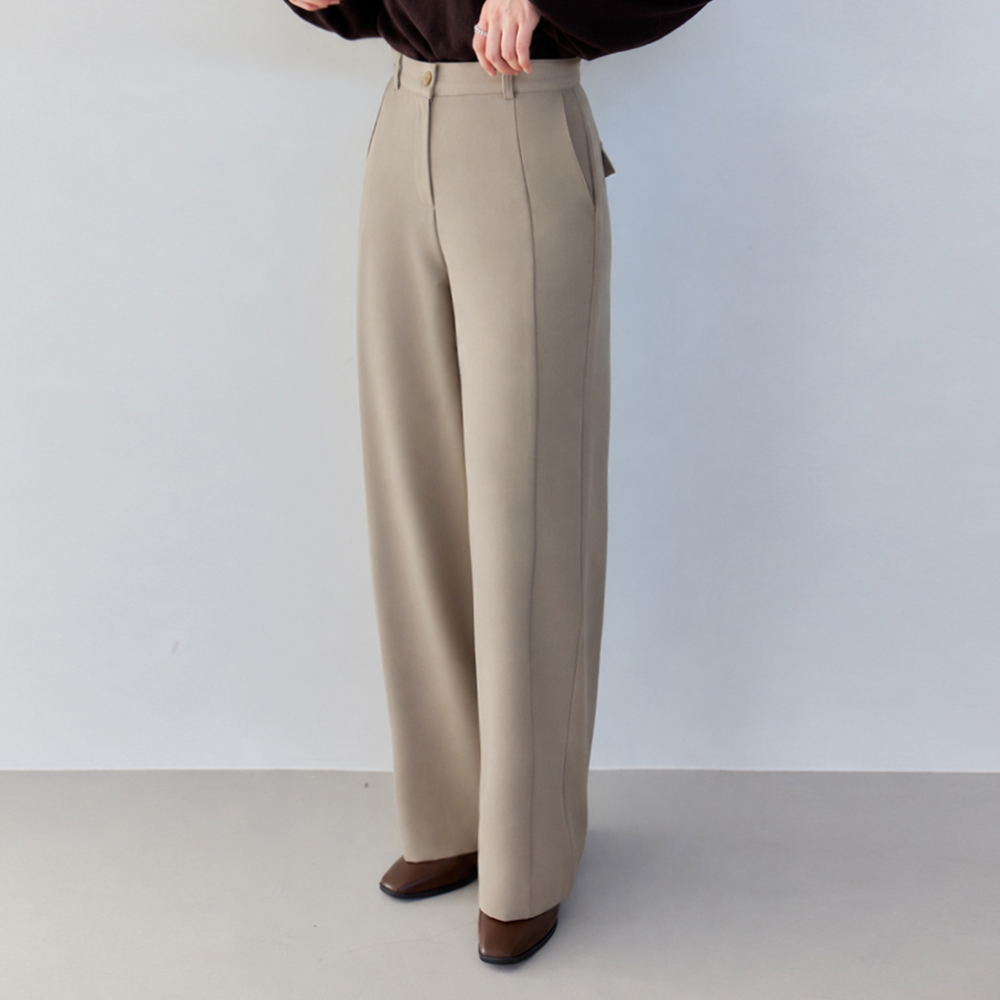Bea Flank Cover Wide Cut-out Elastic Waist Slacks [size:S,M,L]