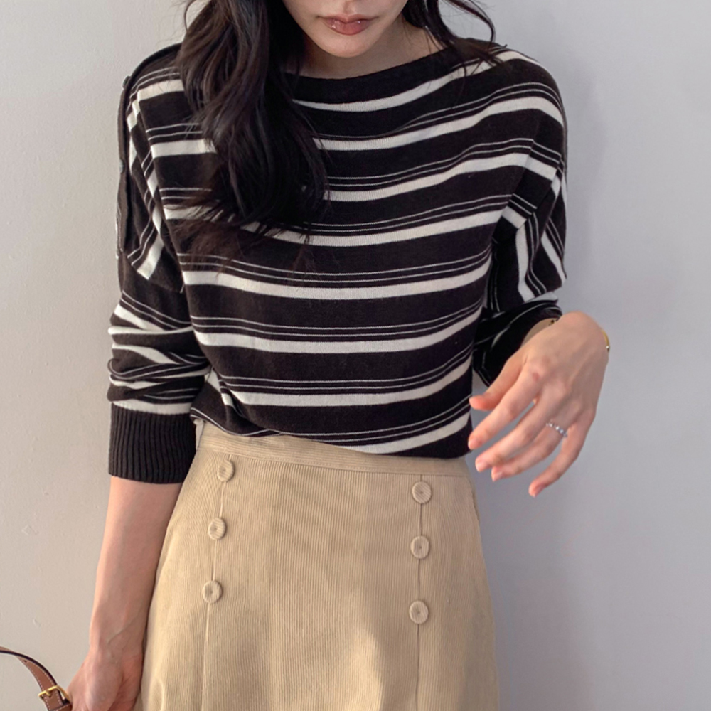 Moe Boat Neck Stripe Slim Knit [size:F(55~66)]