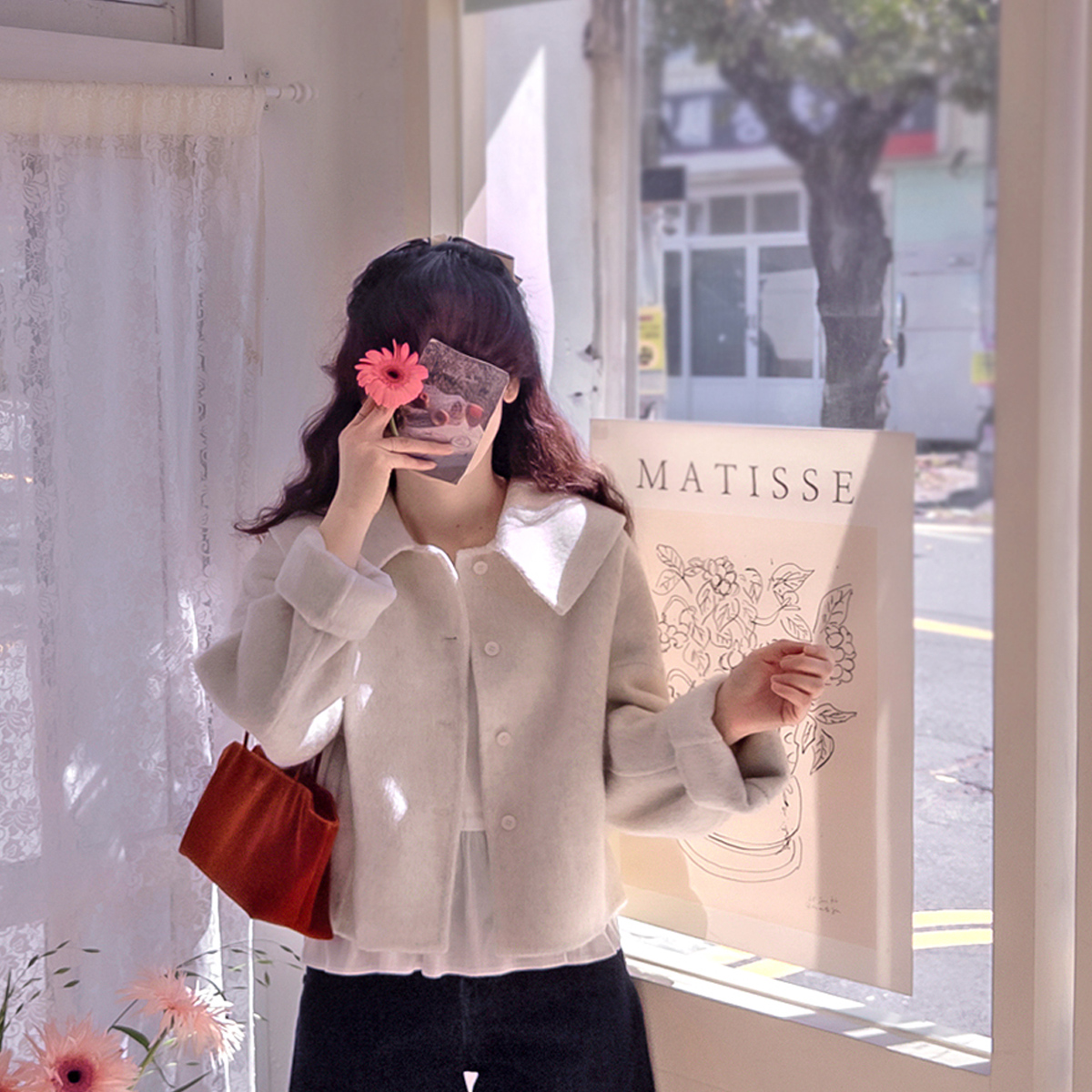 Jeniker Cera Collar Warm Wool Bag Handmade Coat [size:F(55~66)]