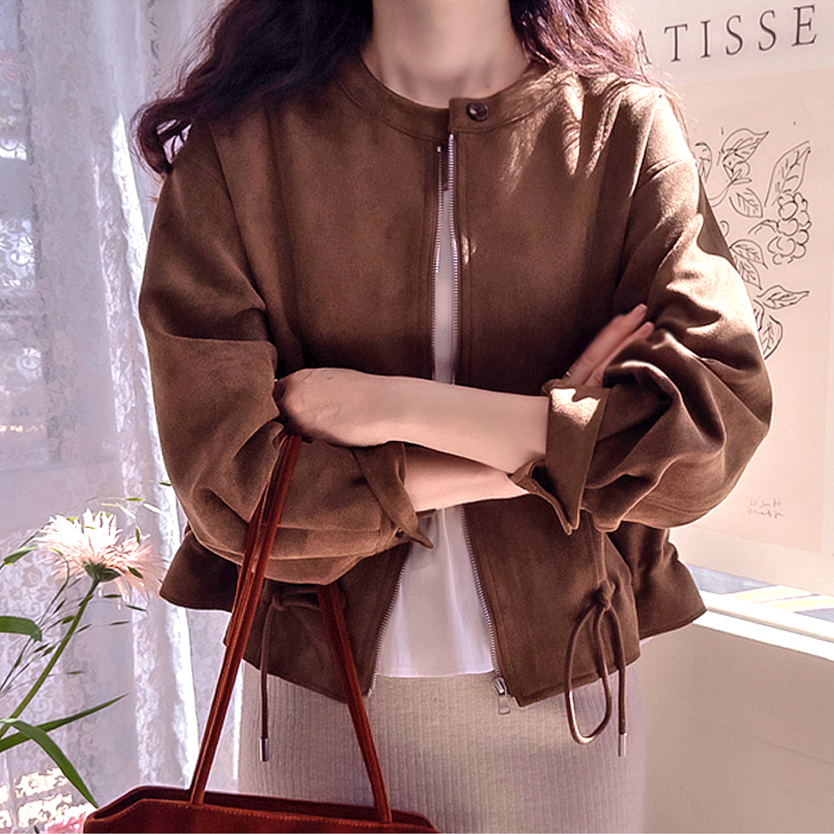 Rodeo Lovely Suede Adjustable Waist Cute Jacket [size:F(55~66)]