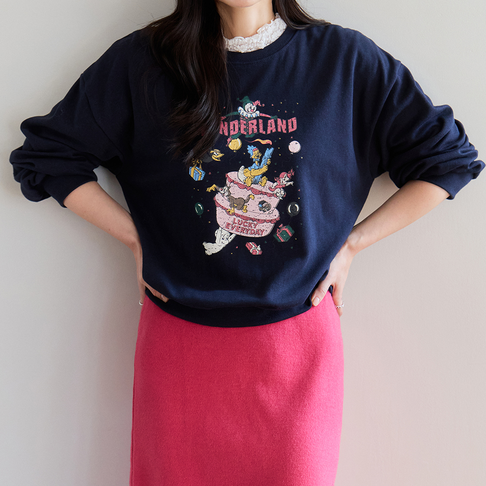 Wonderland printing loose fit Man to man [size:F(55~66)]