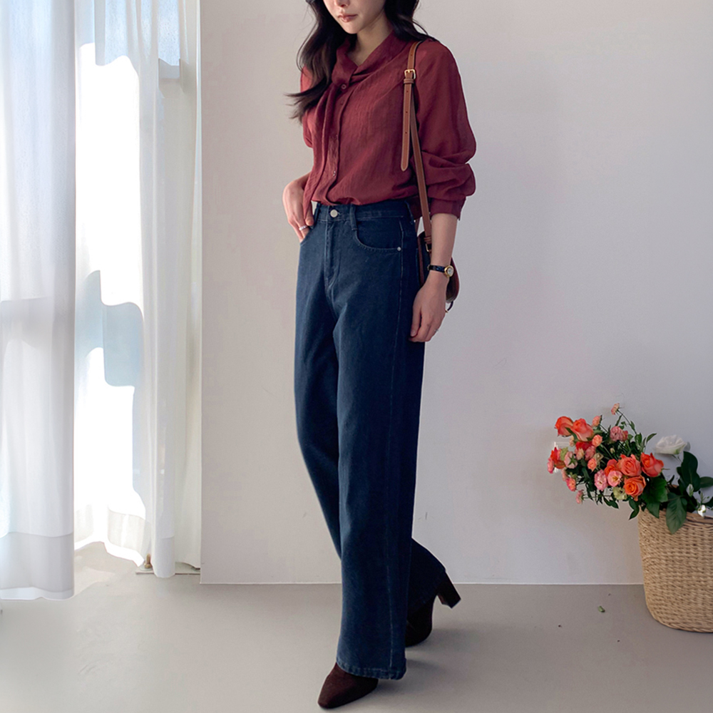 [Wine Color] MADE LIN Kive Love Collar & Tie Luxury Blouse [size:F(55~66)]