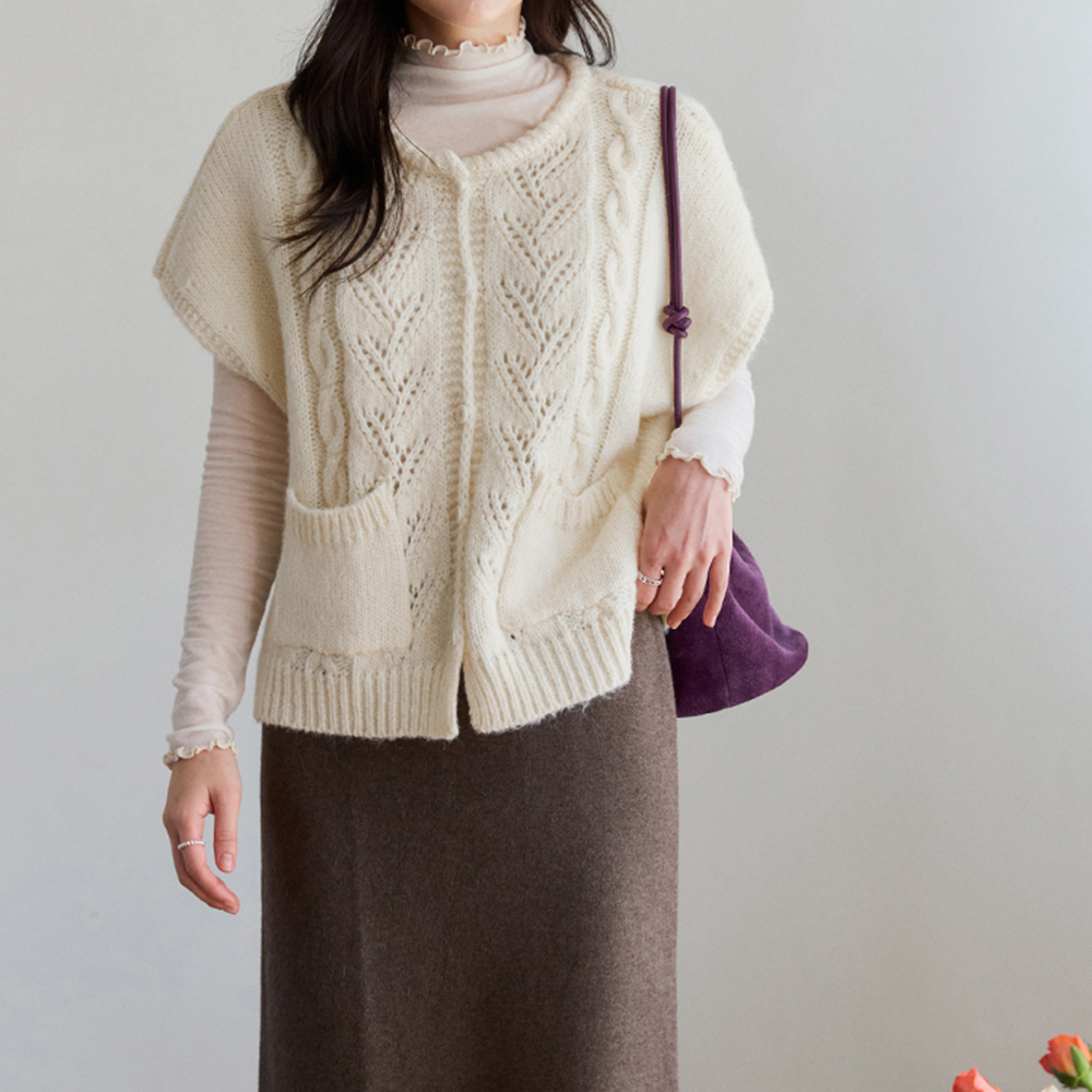 Sena Delicate Fit Crochet Knit Vest [size:F(55~66.5)]