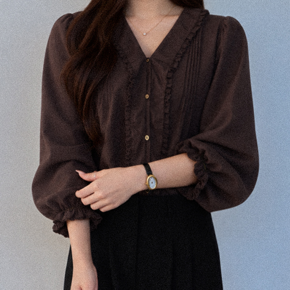 MADE LIN Devien Double Frill Pintuck Blouse [size:F(55~66.5)]