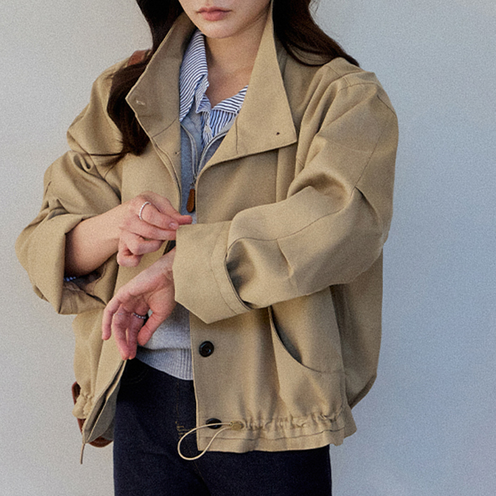 [Adjustable String] Loena Daily Highneck Trench Jacket [size:F(55~77)]