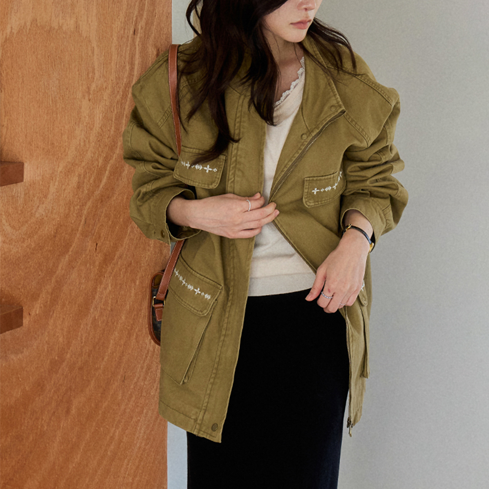 Bael Big Pocket Embroidered Point Work Jacket [size:F(55~77)]