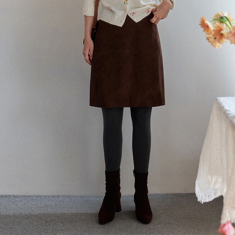 Marine Suede Aline Midi Skirt [size:M,L]