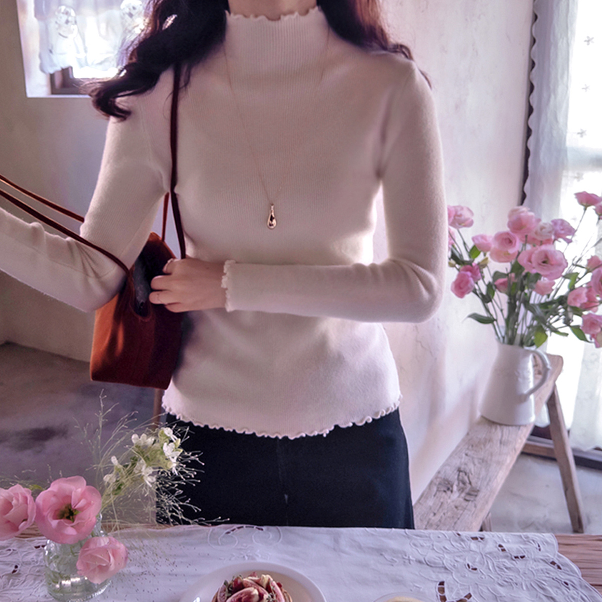 Roadwave World's Softest Spandex High-Resilience Mock Turtleneck Knit [size:F(55~66)]
