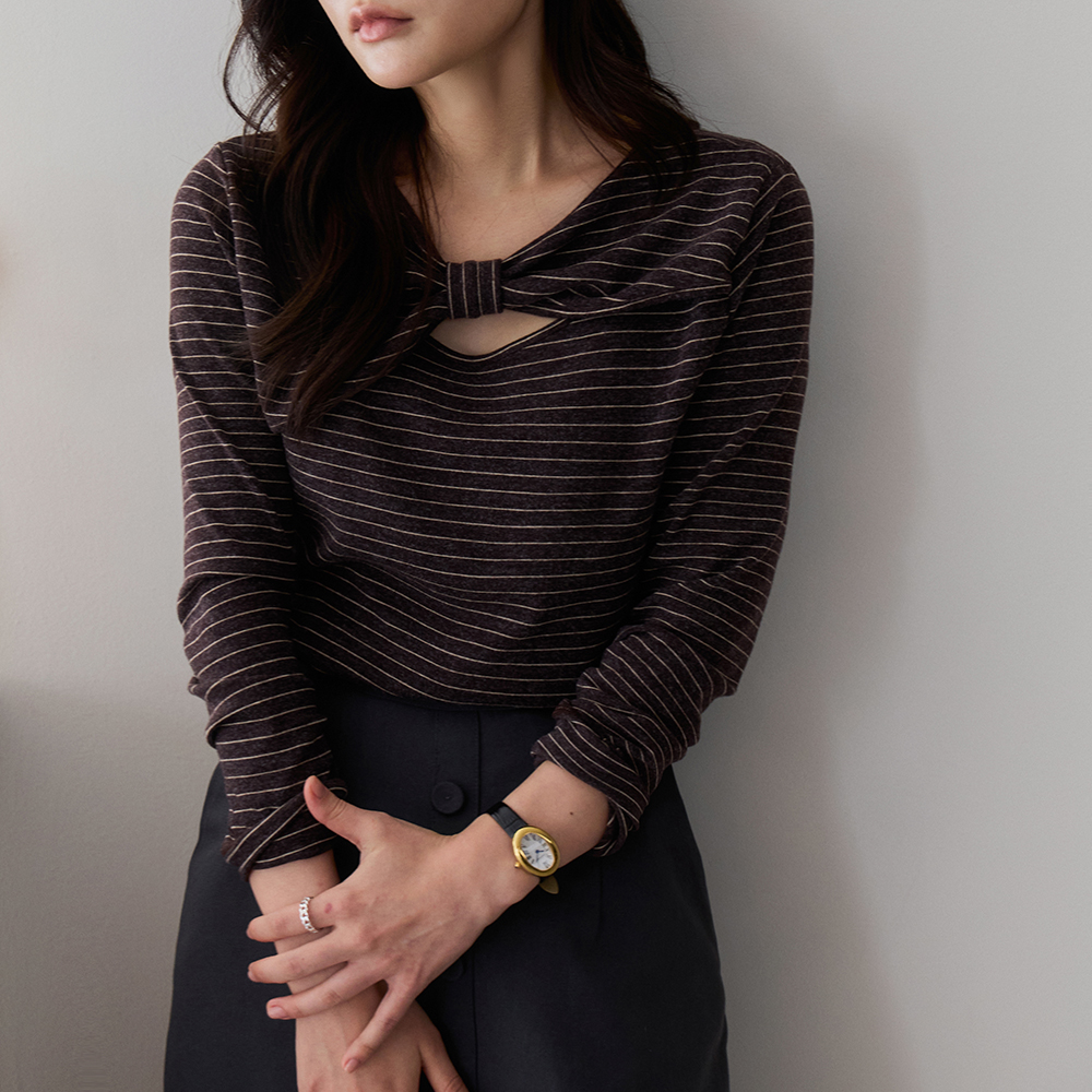 Rev Twist Cutout Stripe T-shirt [size:F(55~66)