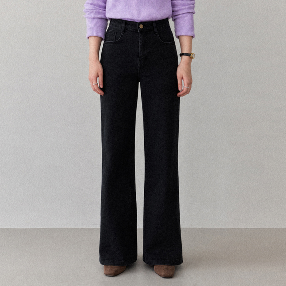 Ttasumi Stretchy Span Semi-Wide Boot Cut Napping Pants [size:S,M,L]