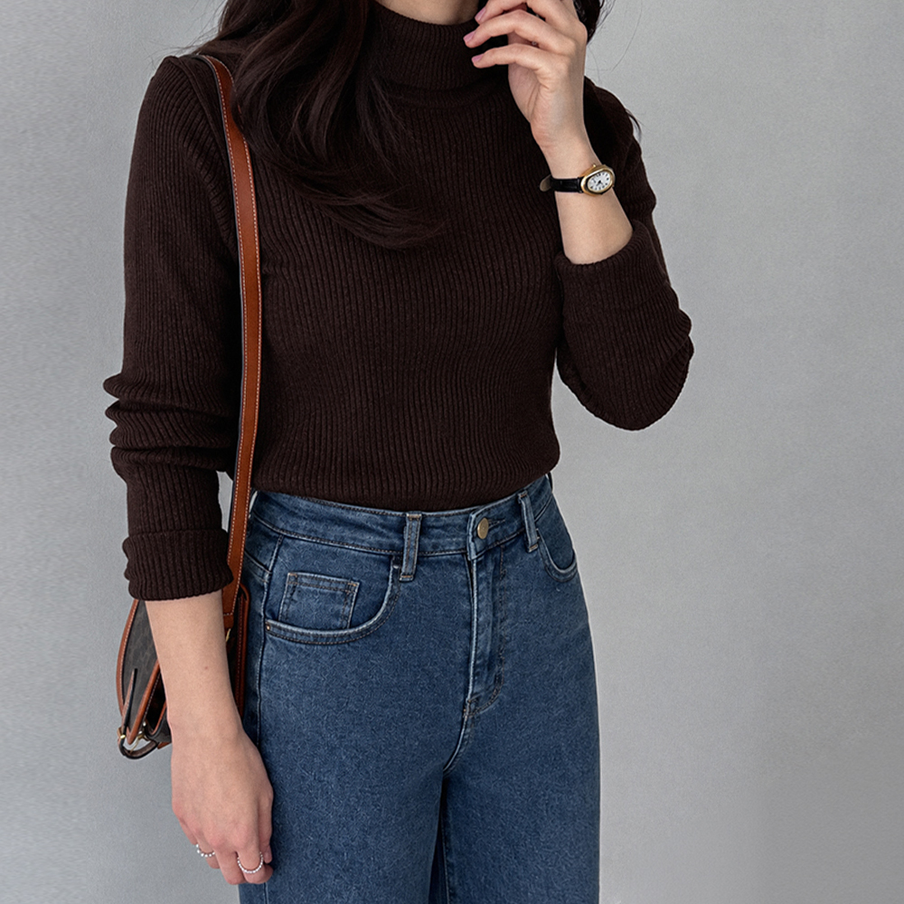 [No Scratch / 7 Colors] Iris Soft & Cozy Corrugated Heca Turtleneck Paula Knit [size:F(55~66)]