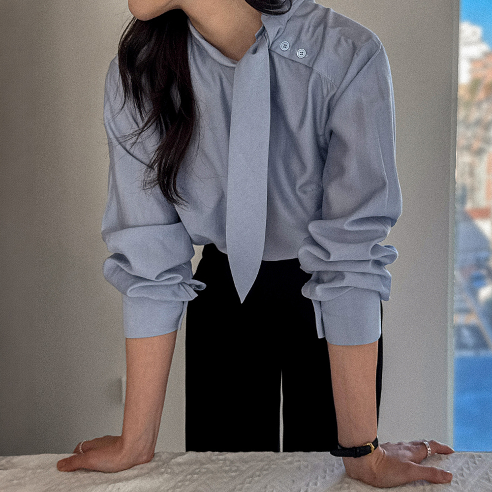 Seraphina Shoulder Button Tie Blouse [size:F(55~66)]