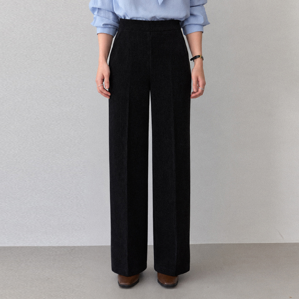 Monet Sophistication Luxury Span Straight Wide Corduroy Slacks [size:S,M,L]