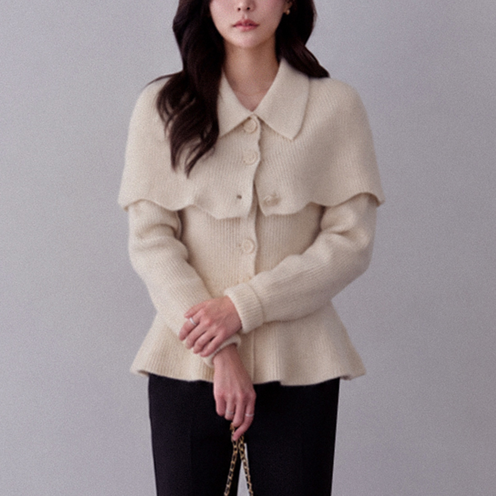 Camilla Rose Button Shawl Cape Knit [size:F(55~66)]