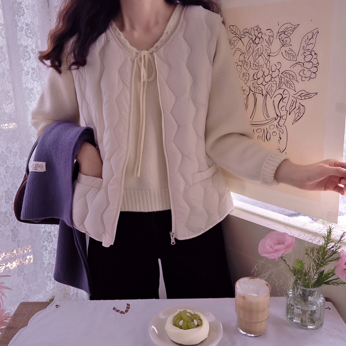 Modern Shirring Warmth Full Fur Lining Lovely Vest [size:F(55~77)]