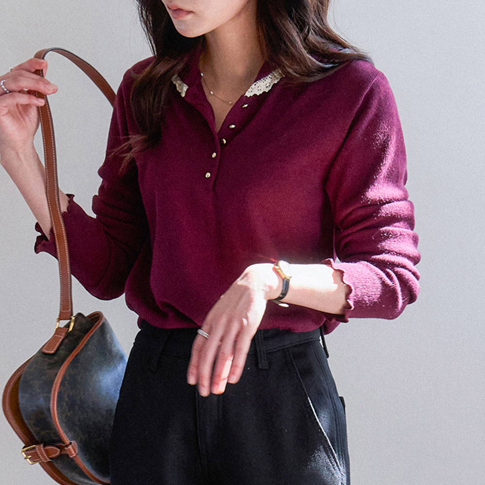 MADE LIN Cellid Wavy Lace Collar T-shirt [size:F(55~66)]