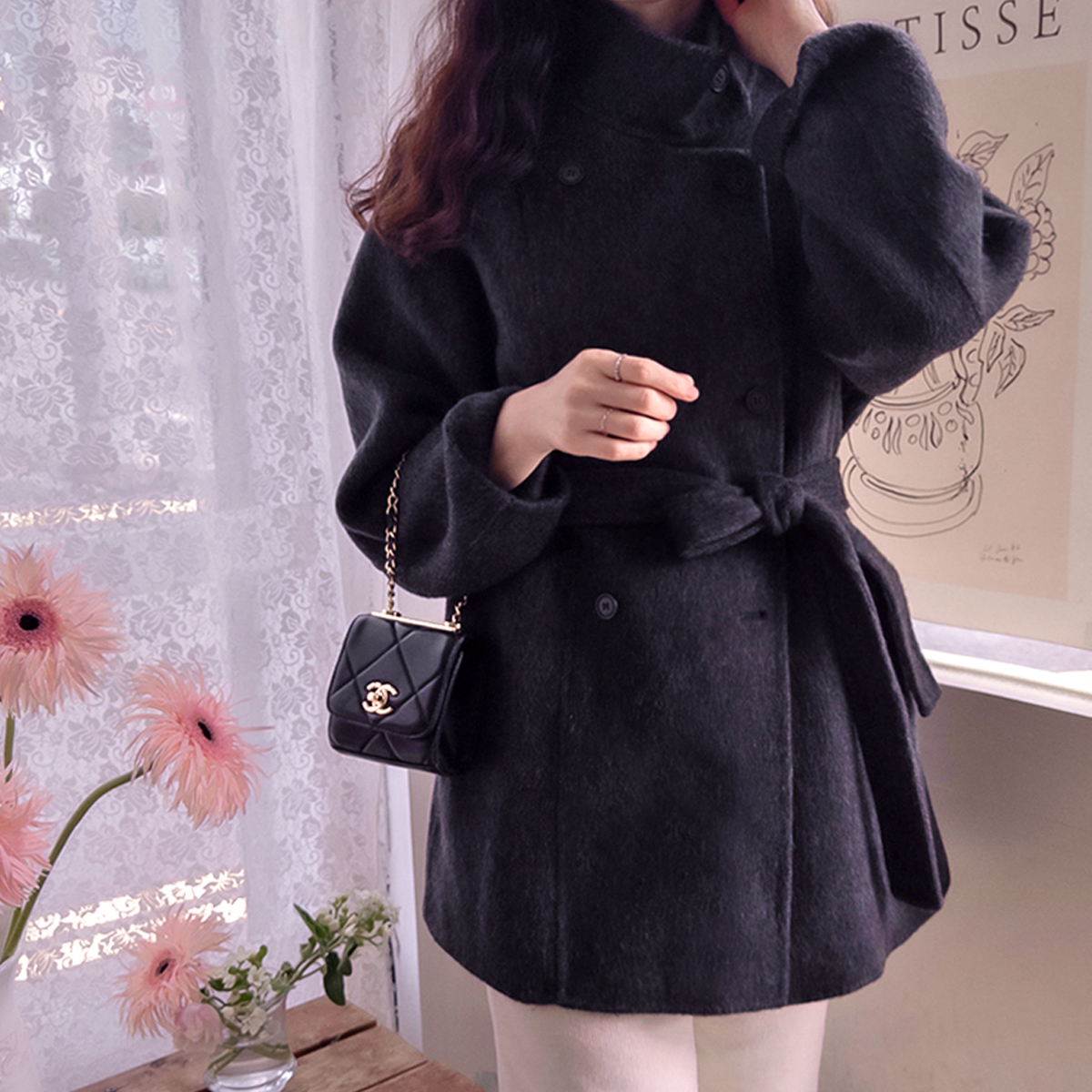 [Belt Set] Jeanne Double Fine-textured High-quality Wool Flexible Warm Handmade Coat [size:F(55~66)]