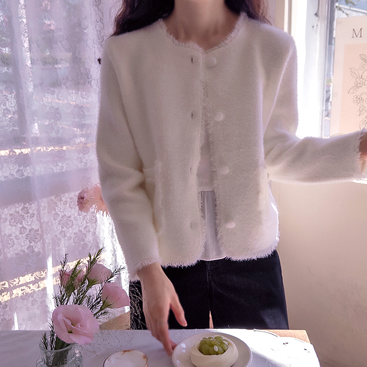 Tweed Stretchy Spandex Outer like a Classic Jacket [size:F(55~66)]