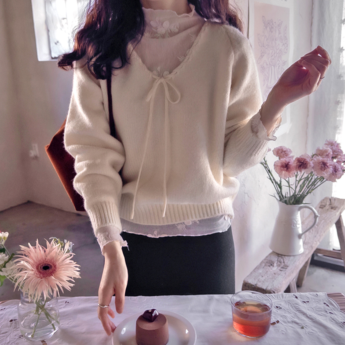Clamins Neckpoint Soft Spandex Warm Knit [size:F(55~66)] 