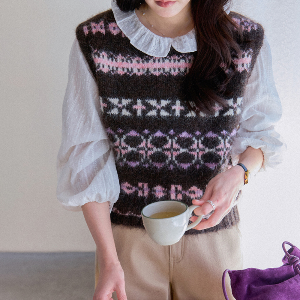 Amelie Fair Isle Cozy Knit Vest [size:F(55~66)]