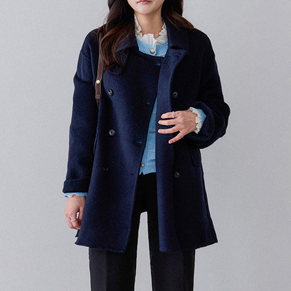 Clash Highneck 2-way Collar Double Wool Half Coat [size:F(55~77)]