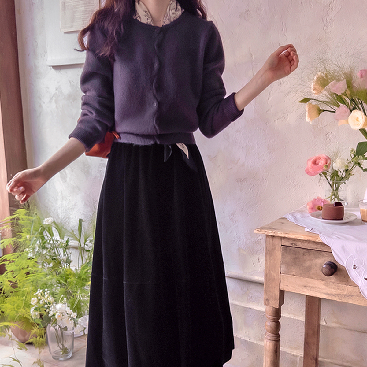 NJPL Lovely Wave Soft and Warm Rabbit Cardigan [size:F(55~66)]