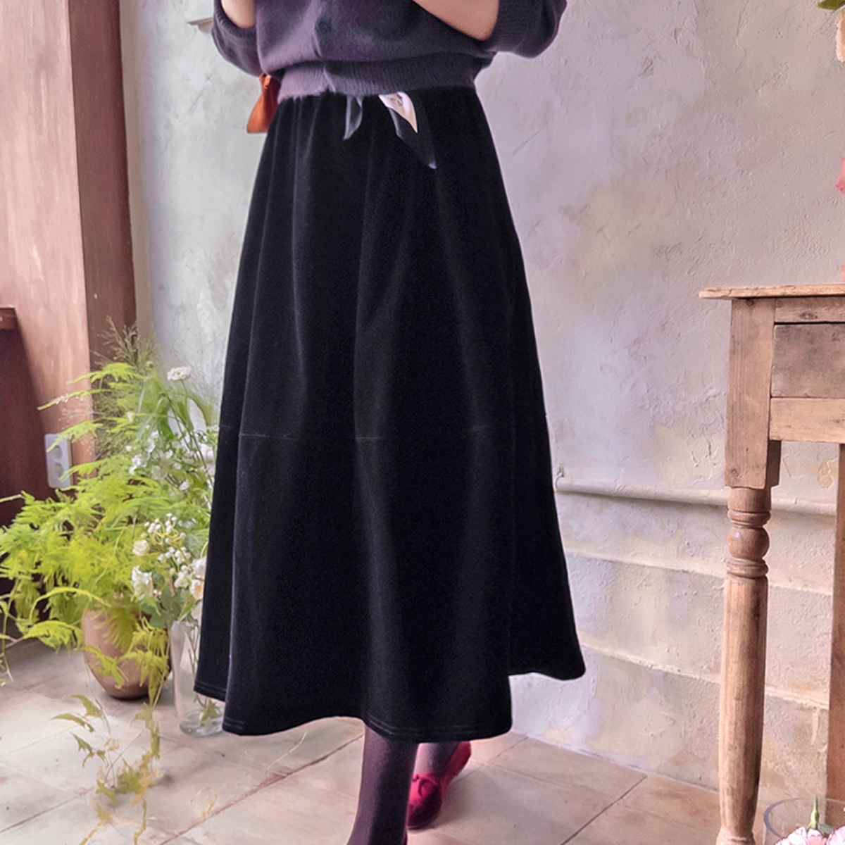Rachel Velour Line Warm Band Skirt [size:F(55~66)]