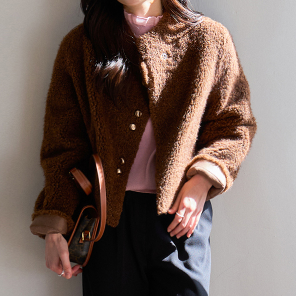 Bear Wool Super Warm Gold Button Jacket [size:F(55~66)]