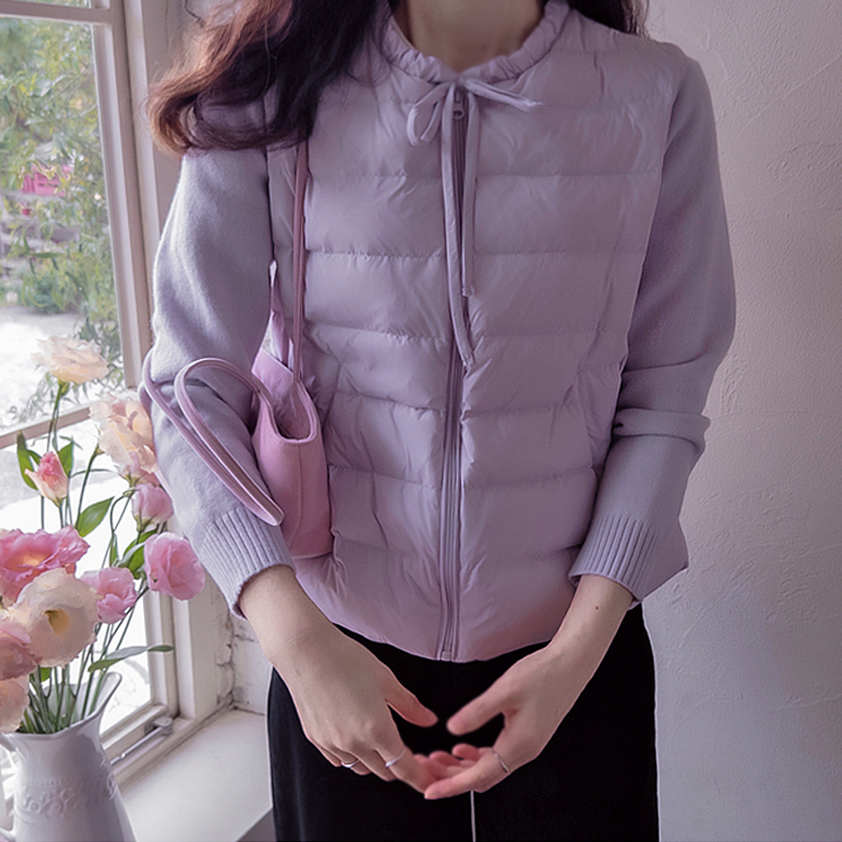Jessie Lovely Duck Down Knit Layered Warm Padded Jacket [size:F(55~66)]