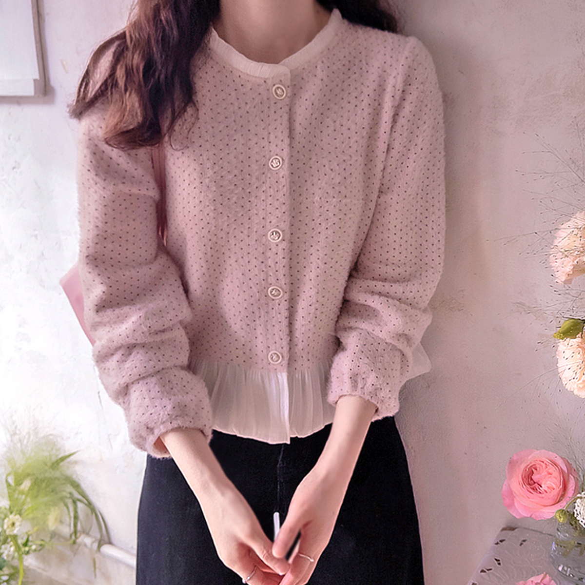 Anna Dot Soft Brushed Spandex Lovely Dan Blouse [size:F(55~66)]